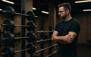 Commercial gym barbells set featuring fixed and adjustable bars