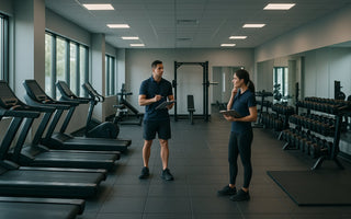 Gym interior layout showing cardio row, strength machines and open space
