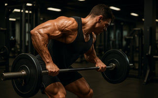 Gym athlete doing barbell rows to build back thickness