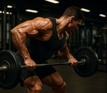 Gym athlete doing barbell rows to build back thickness