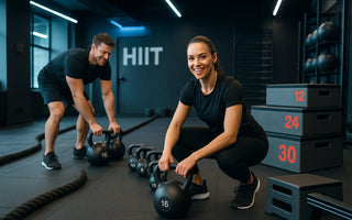 HIIT gym equipment zone showing intense interval training area