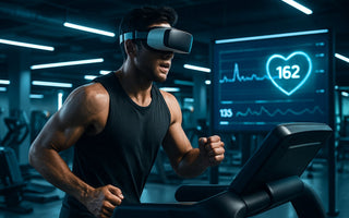 Commercial gym cardio area enhanced with virtual reality (VR) integration