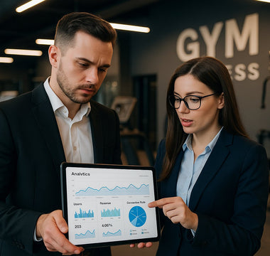 Gym owner optimizing local SEO strategies for their facility