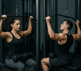 Gym member performing a lat pulldown with proper back posture