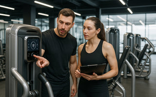 Gym strength machines showing variable resistance mechanism