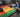 Olympic weightlifting platform with different colored zones showing center lifting area and landing borders