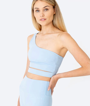 Skelcore Women's Recycled Light Blue One Shoulder Crop Top
