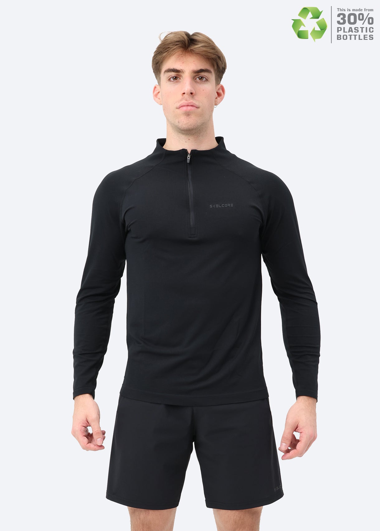 Skelcore Men's Recycled Seamless 1/4 Zip Long Sleeve Top | Skelcore
