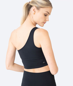 Skelcore Women's Recycled Black One Shoulder Crop Top